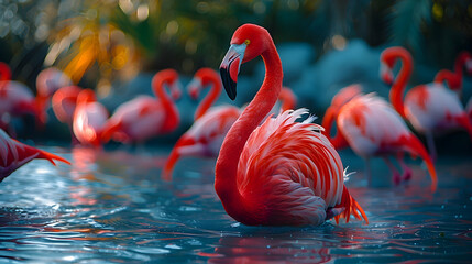  Flock Flamingos Lakeside Captured