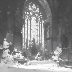 Immerse in the Splendor of an Opulent Gothic Cathedral with this Stunning Illustration