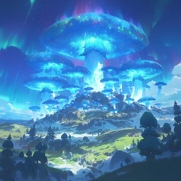 Beyond the Mystic Mushrooms: A Radiant Kingdom Underneath the Aurora Borealis
