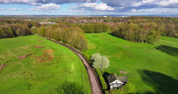 Aerial video of Heaton Park, Greater Manchester UK