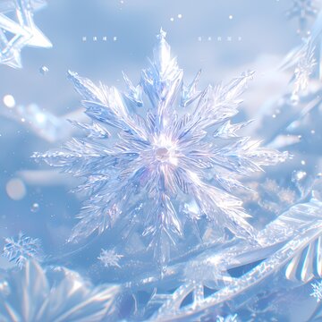 Majestic Single Snowflake Close-Up: A Frozen Masterpiece