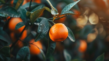 A fresh and healthy orange fruit on a tree