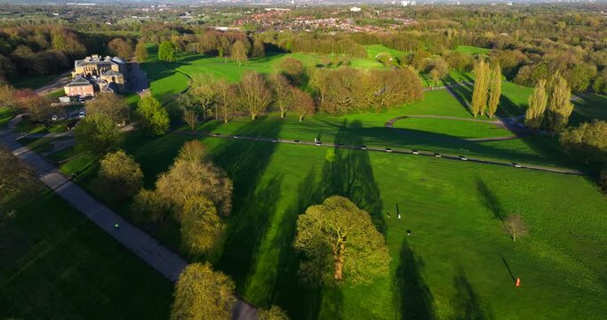 Aerial video of Heaton Park, Greater Manchester UK