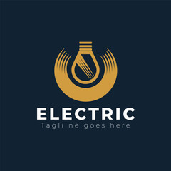 Electric logo design with lightning bolt element, perfect for tech startups, energy companies, and electric vehicle businesses branding.