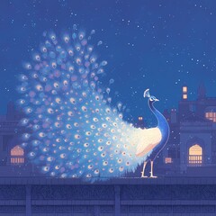 Majestic Peacock Display in Colorful Illustration for Advertising and Marketing Purposes