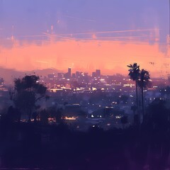 Stunning Skyline Dusk Image with Beautiful Overlay for Advertising and Marketing
