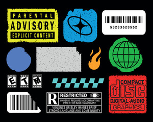 Cool Trendy Patches Vector Design. collection of fully editable stickers.