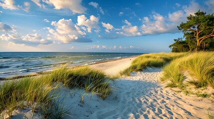 Baltic sea beach and sand dunes