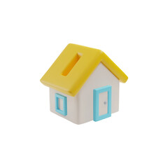 Fototapeta na wymiar Small house with yellow roof 3d vector illustration