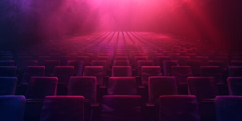 Empty theater with red and blue lights