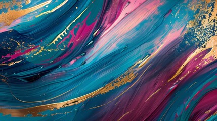 Iridescent Flow: Abstract Background with Shimmering Brushstrokes - obrazy, fototapety, plakaty