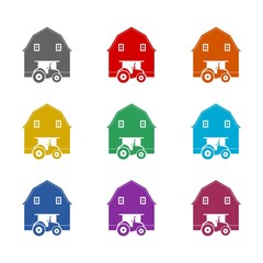  Tractor farm building icon isolated on white background. Set icons colorful