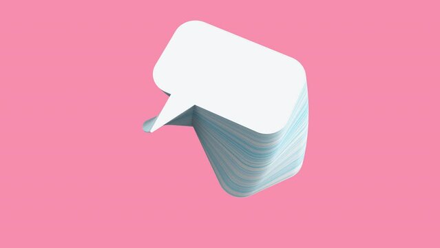 Light blue stickers, dialog box on a pink background. 3g rendering animation.