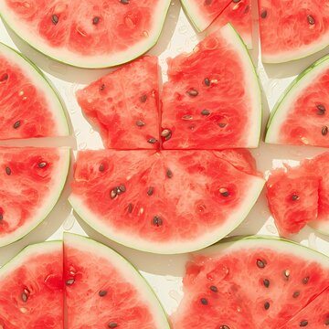 Summery Red Watermelon Slices with Juicy Seeds - Perfect Fruit for Hydration and Vitality
