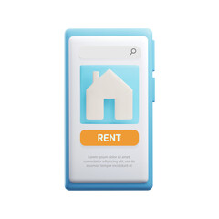 House rental app interface 3d vector illustration