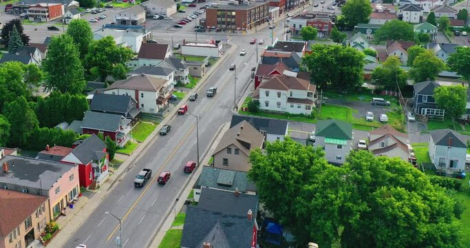 Aerial hyperlapse of Cornwall, Ontario, Canada in summer 4K