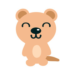 Happy hand drawn australian quokka animal character. Perfect design for any purpose. Doodle vector illustration isolated on white background.