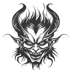 A devil tattoo texture design black and white outline illustration. Generative AI	