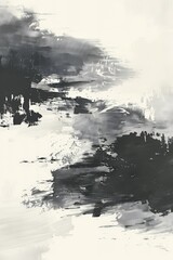 Black and white abstract painting on white background