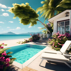 swimming pool with trees at beach