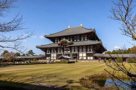 Scenic view of the historic todai-ji temple