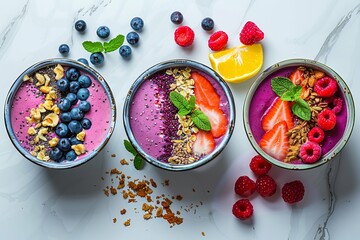 Colorful Fruit Smoothie Bowls