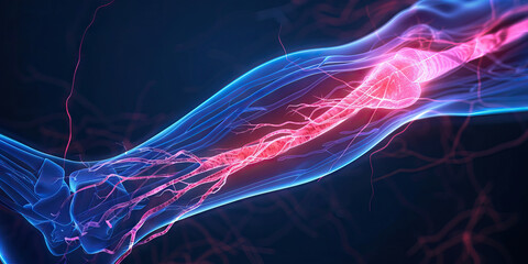 Deep Vein Thrombosis (DVT): The Leg Swelling and Pain - Visualize a person with highlighted veins showing clot formation, experiencing leg swelling and pain