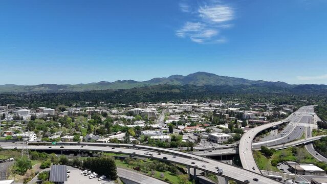 Drone shot of Mount Diablo, Walnut Creek Contra costa County, East Bay Area, Northern California