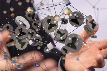 Fototapeta premium using social network connection 3D rendering