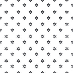 Simple seamless pattern with black flowers on white background