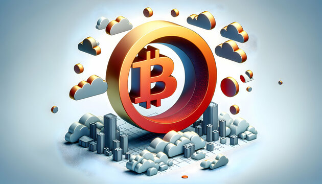 Digitally Rendered 3D Icon: The Halving of Bitcoin Depicted as an Eclipse, Symbolizing the Cyclical Nature of Cryptocurrency Supply. Abstract Wallpaper for Bitcoin Enthusiasts.