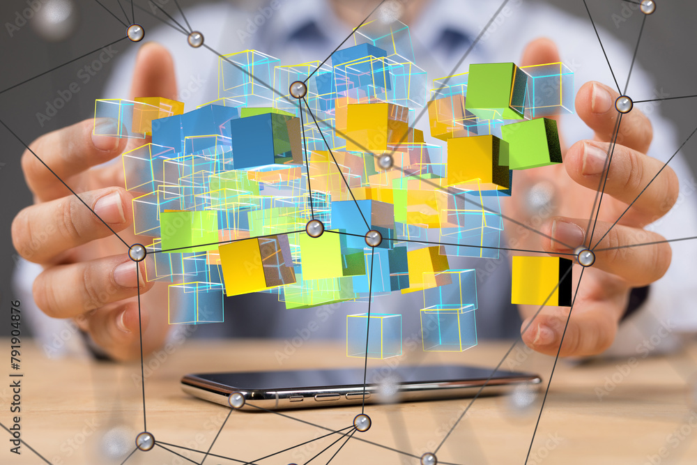 Poster conference digital network and data concept 3d