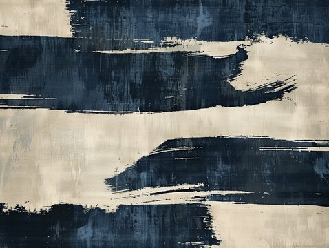 Blue and white painted abstract rug design