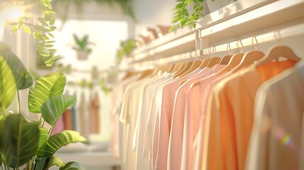 Clothes hanging rail in clothes shop