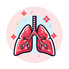 Cute flat lungs illustration vector icon design