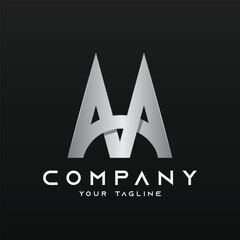 Alphabet logo illustration logo vector of letter AA 3d