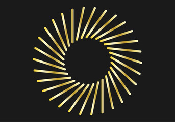 Fondo negro con líneas en diagonal doradas en forma de círculo.