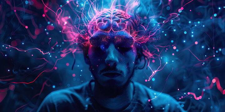 Bipolar Disorder: The Mood Swings and Impulsivity - Imagine a person with highlighted brain showing neurotransmitter imbalance, experiencing mood swings and impulsivity,