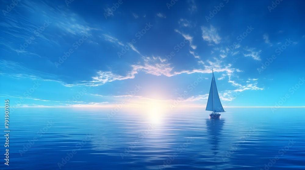 Poster sail into tranquility with a blue sea sky, where a color gradient rough abstract background shines w
