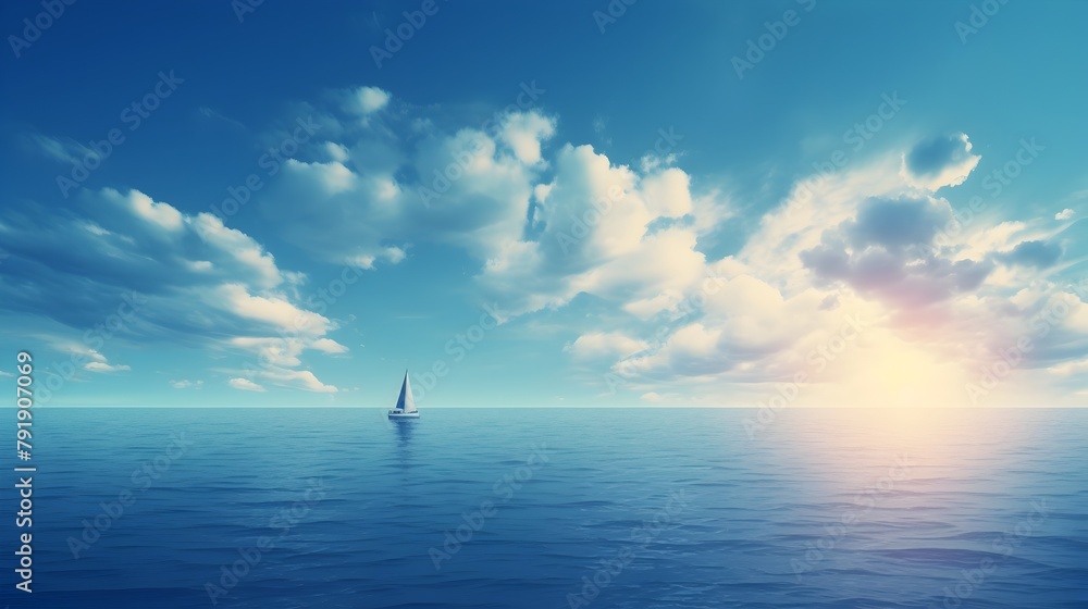 Poster sail into tranquility with a blue sea sky, where a color gradient rough abstract background shines w