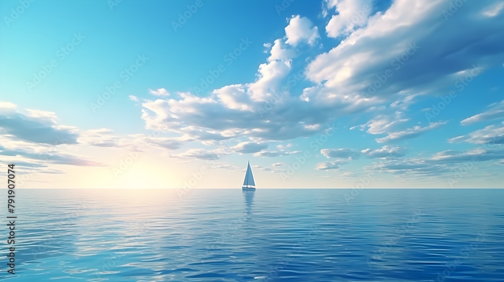 Poster sail into tranquility with a blue sea sky, where a color gradient rough abstract background shines w
