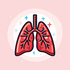 Cute flat lungs illustration vector icon design
