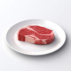 Obraz premium white plate with raw meat сreated with Generative Ai