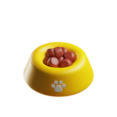 3D pet bowl with kibble vector illustration