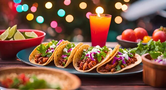 Tacos at a Mexican party.	
