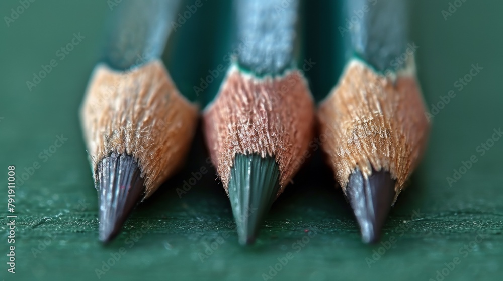 Canvas Prints Three pencils with different colors and tips are lined up, AI