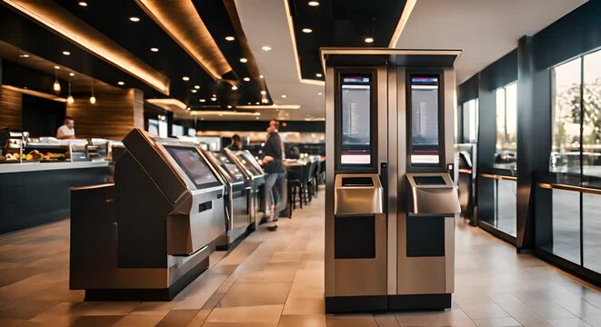 Self-service machines in a restaurant.	
