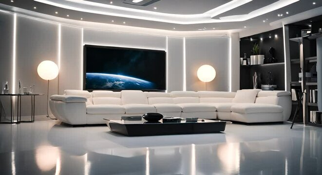 White room of a spaceship.	

