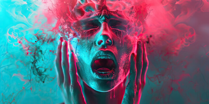 Tourette Syndrome: The Tics and Vocalizations - Visualize a person with highlighted brain showing neurotransmitter imbalance, experiencing tics and vocalizations