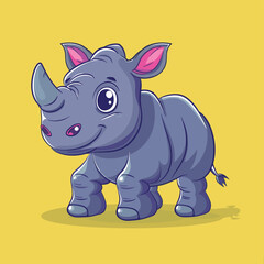 Fototapeta premium Cute rhino cartoon animal mascot vector illustration